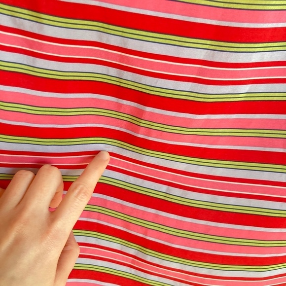 Talbots | 100% Silk Pink & Green Preppy Striped Sleeveless Blouse | Size 14 - Picture 4 of 8